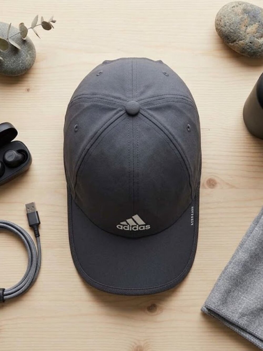 Adidas AEROREADY Dark Grey Running Cap Strap back Adjustable Baseball Hat OSFM
